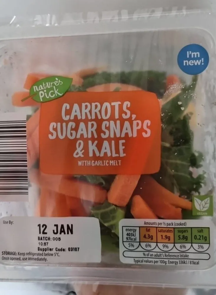 Nature's Pick - Carrots, Sugar Snaps and Kale with Garlic Melt