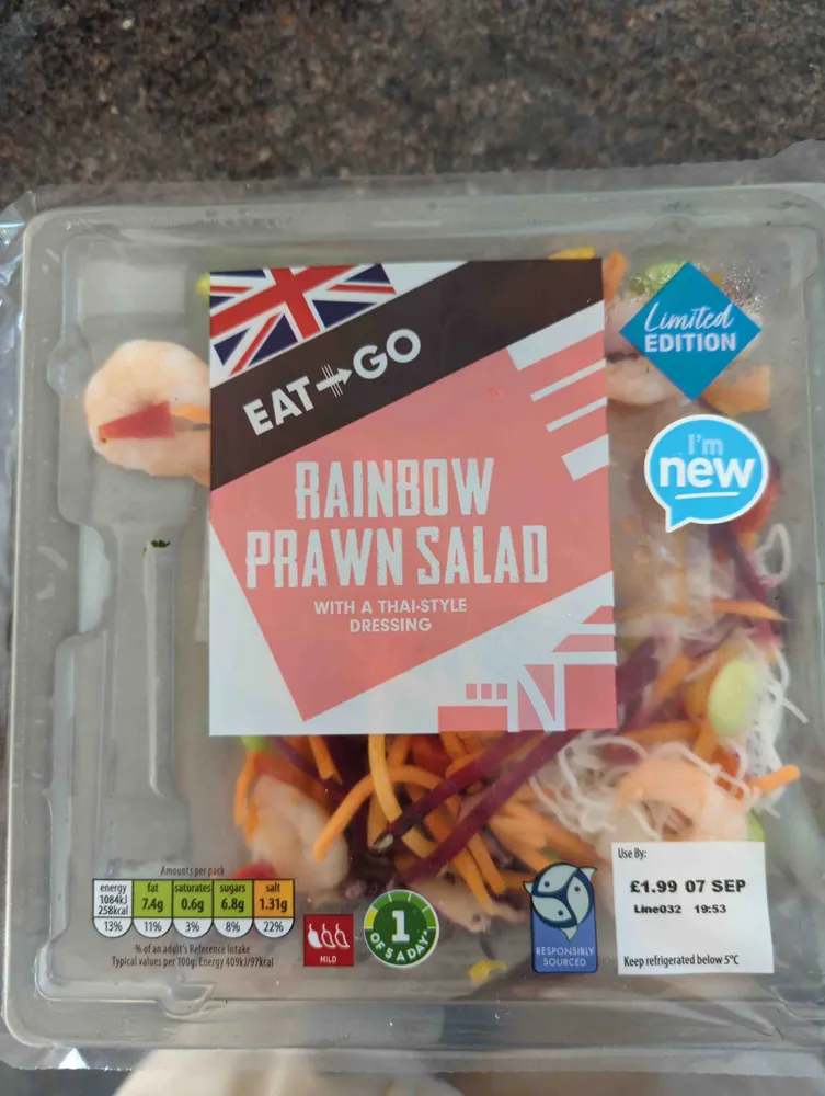 Rainbow prawn salad