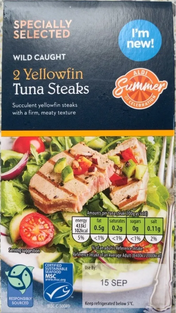 Tuna yellowfin steaks