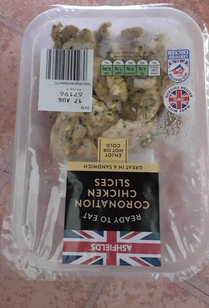 Coronation chicken slices