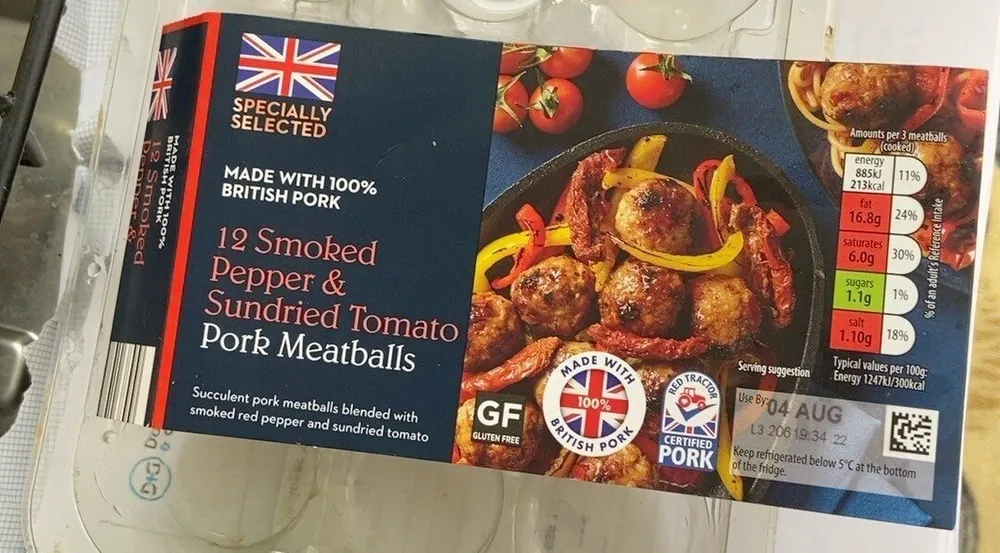 smoked pepper & sundried tomato pork meatballs