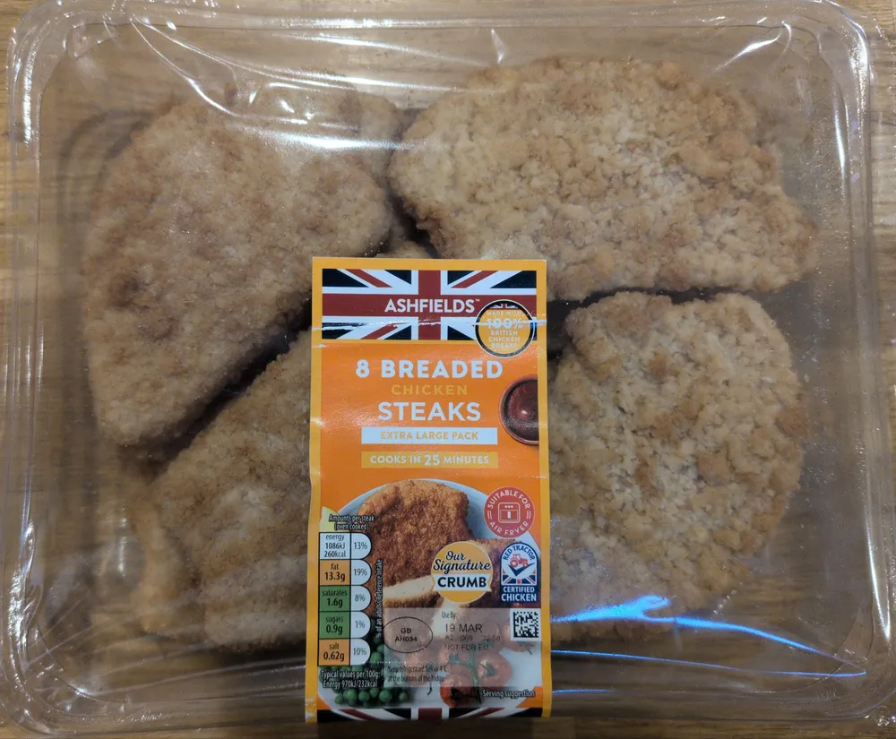 Breaded chicken steaks