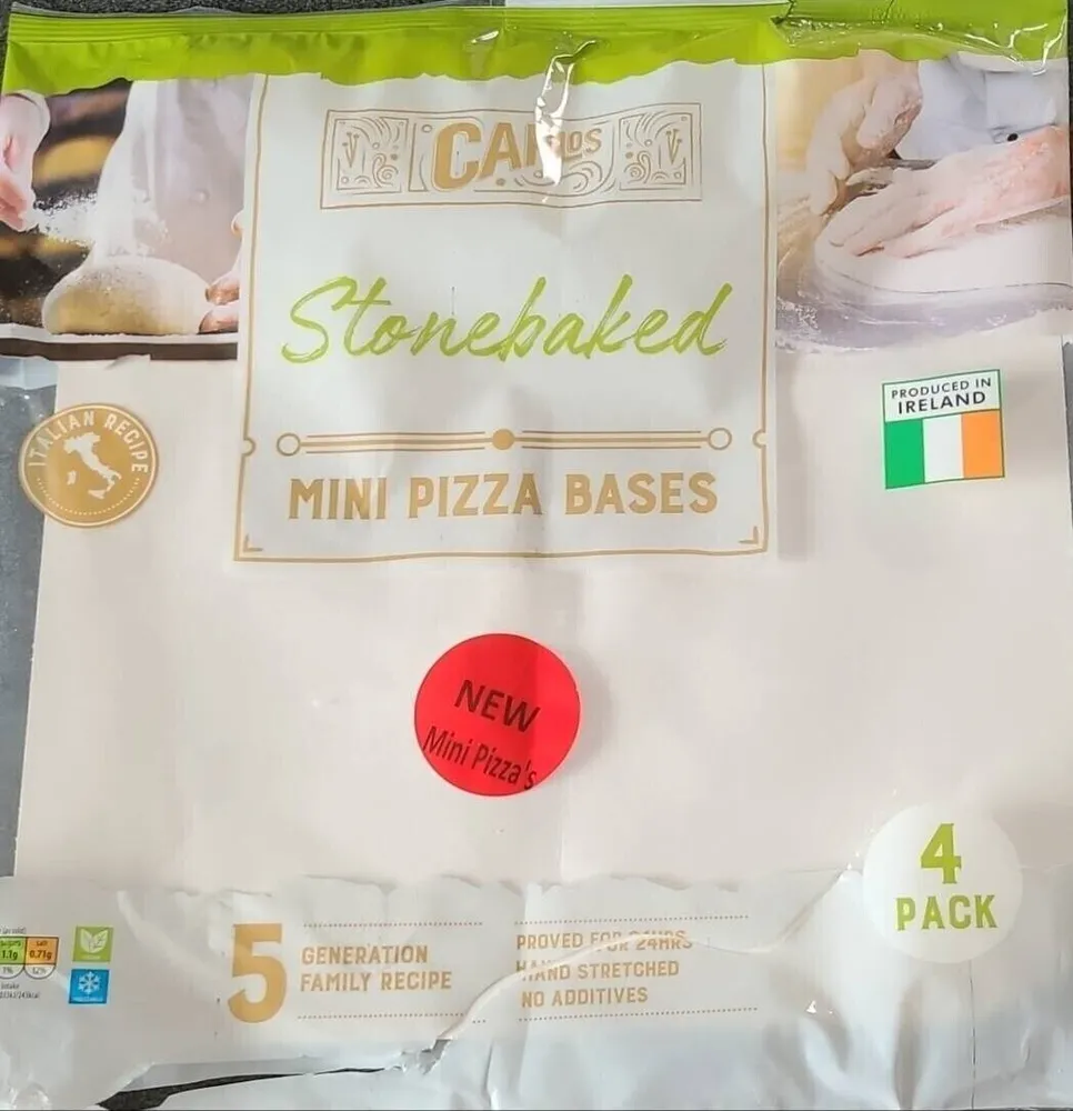 Carlos stone baked mini pizza bases