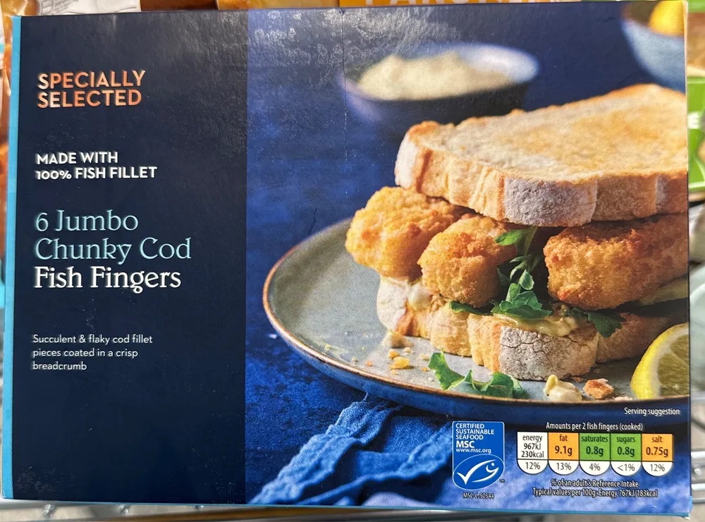 6 Jumbo Chunky Cod Fish Fingers