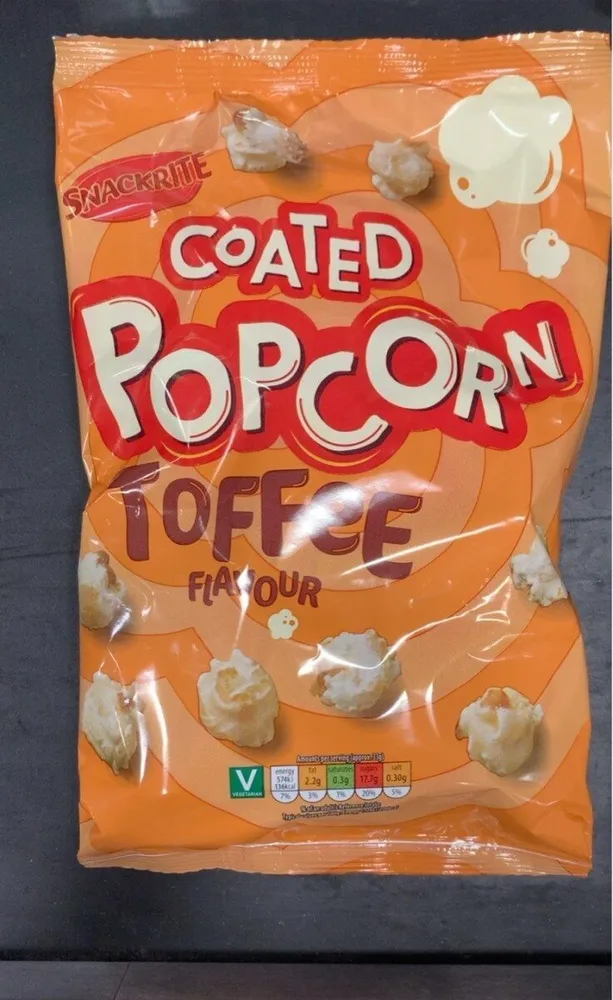 Snackrite coated popcorn toffee