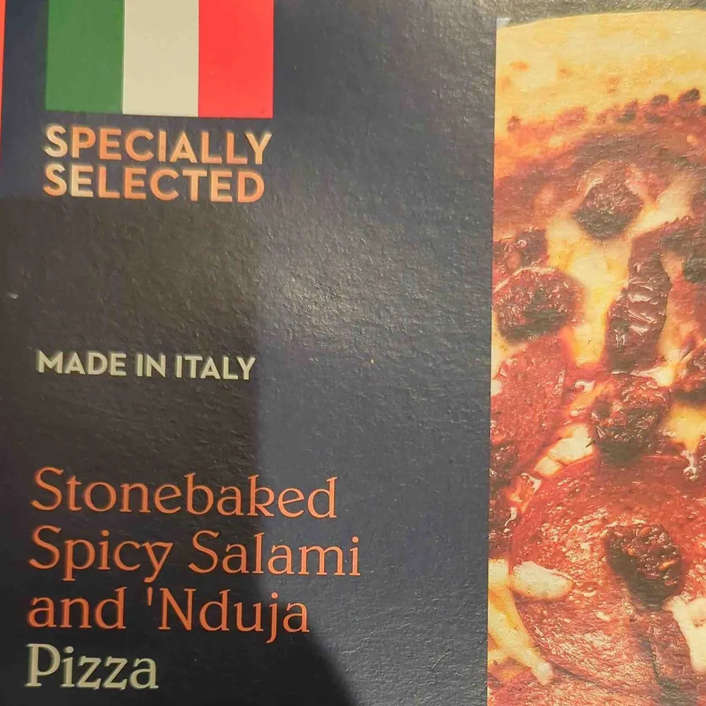 Stonebaked spicy salami and nduja pizza