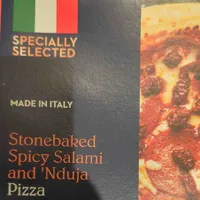 Stonebaked spicy salami and nduja pizza