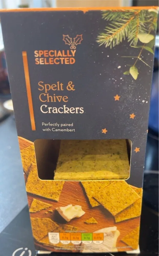 Spelt and chive crackers