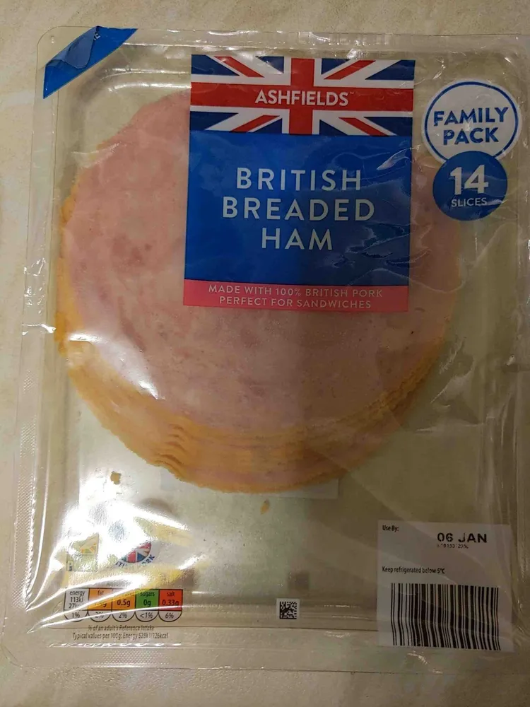 British breaded ham