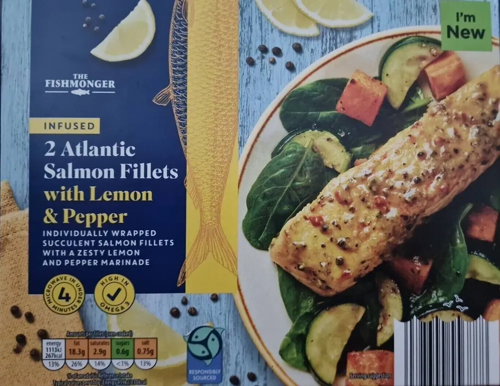 2 Altantic Salmon Fillets with Lemon & Pepper