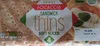 Foccacia sandwich thins, soft sliced