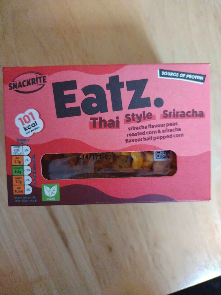 Thai Style Sricha flavour pears, corn and popped corn