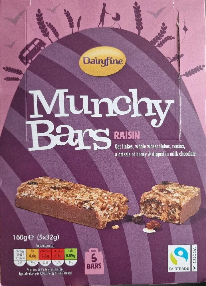 Dairyfine Munchy Bars RAISIN Oat flakes, whole whe