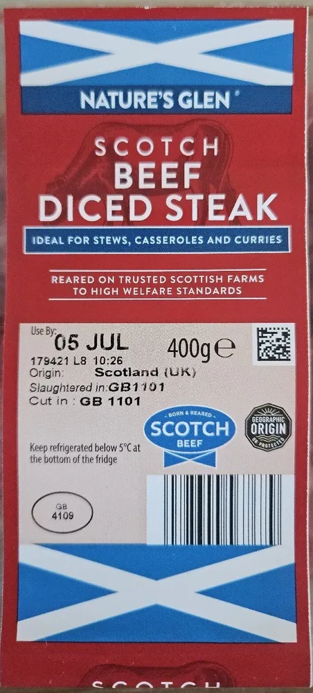 Scotch Beef Diced Steak Aldi