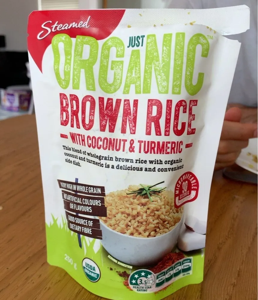 brown rice with coconut and tumeric