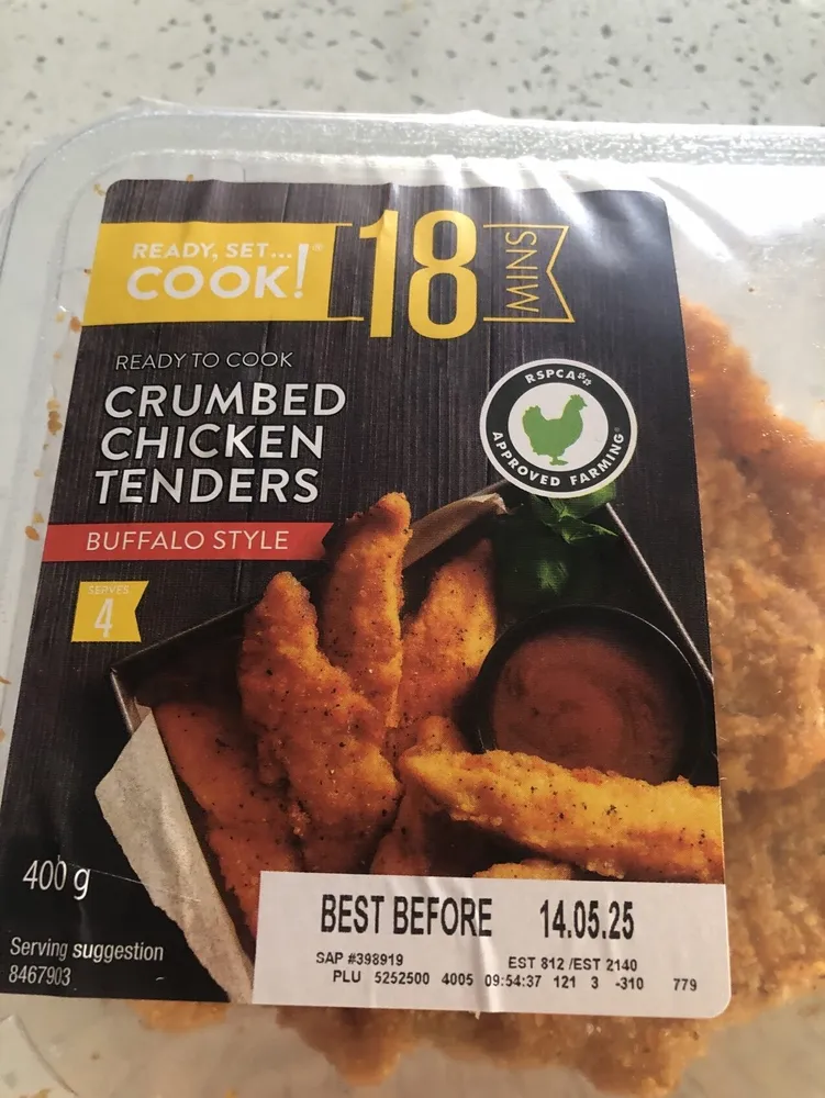 Crumbed Chicken Tenders Buffalo Style