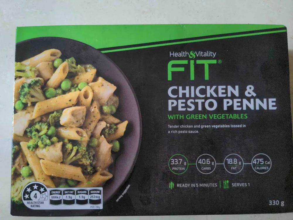 CHICKEN & PESTO PENNE WITH GREEN VEGETABLES
