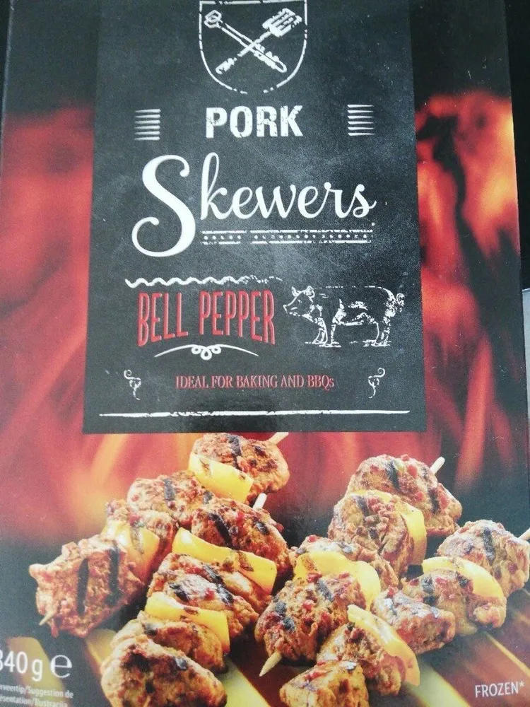 Skewer bell pepper