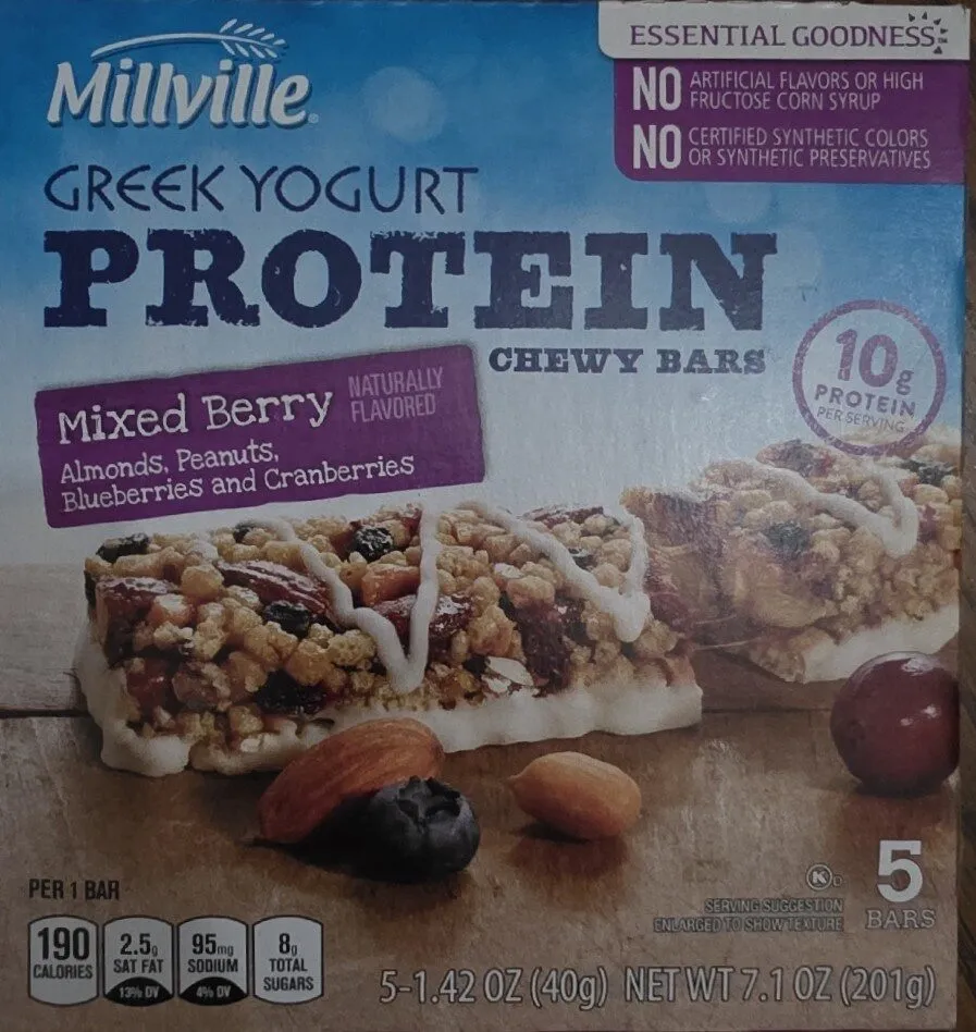 Greek Yogurt Protein Chewy Bars Mixed Berry