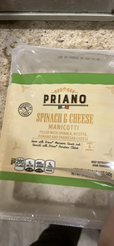 SPINACH & CHEESE MANICOTTI
