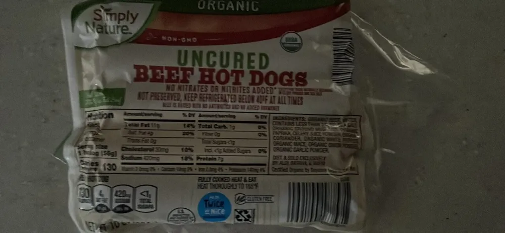 Uncured Beef Hot Dogs