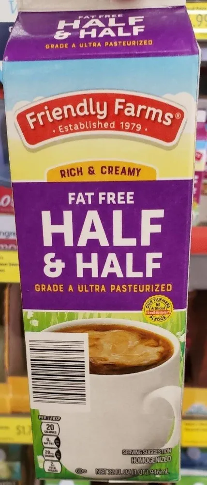 Friendly farms Fat Free Half and Half