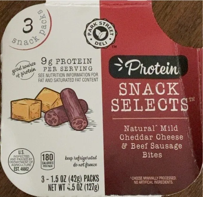 Natural Mild Cheddar Cheese & Beef Sausage Bites