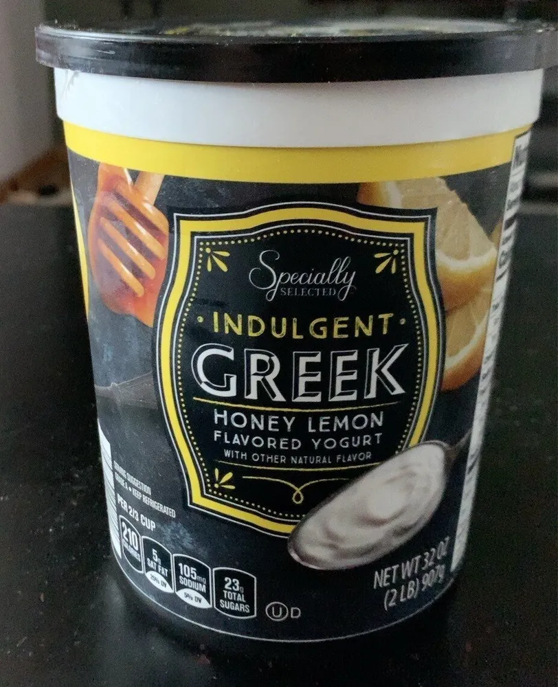 Indulgent Greek Lemon Flavored Yogurt with Honey with Other Natural Flavor