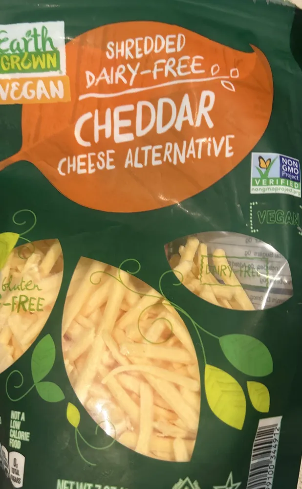 Shredded dairy free cheddar cheese alternative