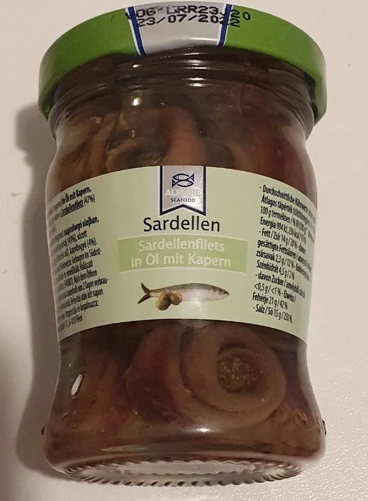 Sardellenfilets in öl mit kapern