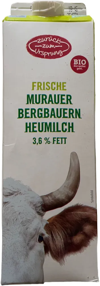 Frische Bergbauern Heumilch