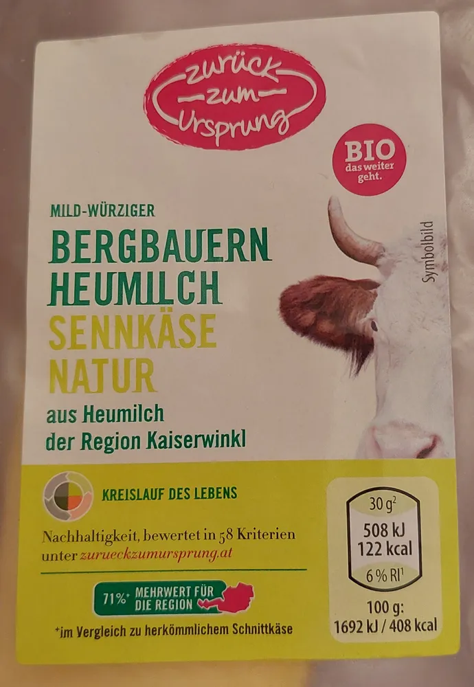 Bergbauern Heumilch Sennkäse natur