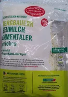 Österreichischer Bio-Emmentaler gerieben Hartkäse mit Rundlochung 45 % E.i.T., aus pasteurisierter Heumilch