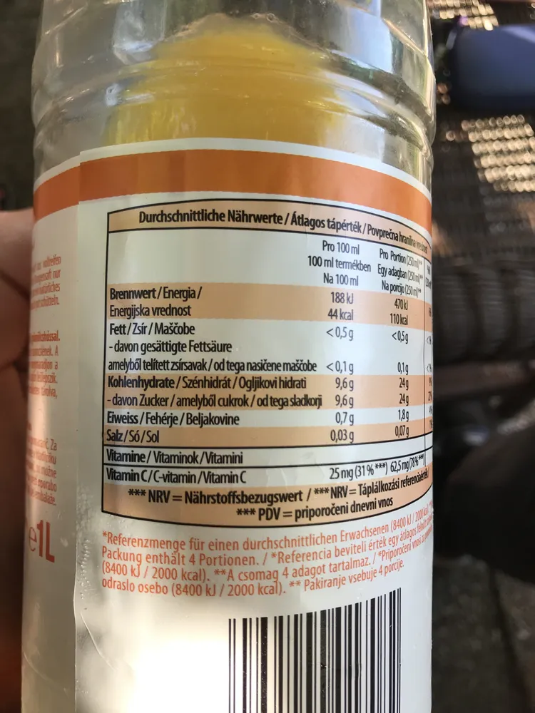 Jus orange % direkt gepresst