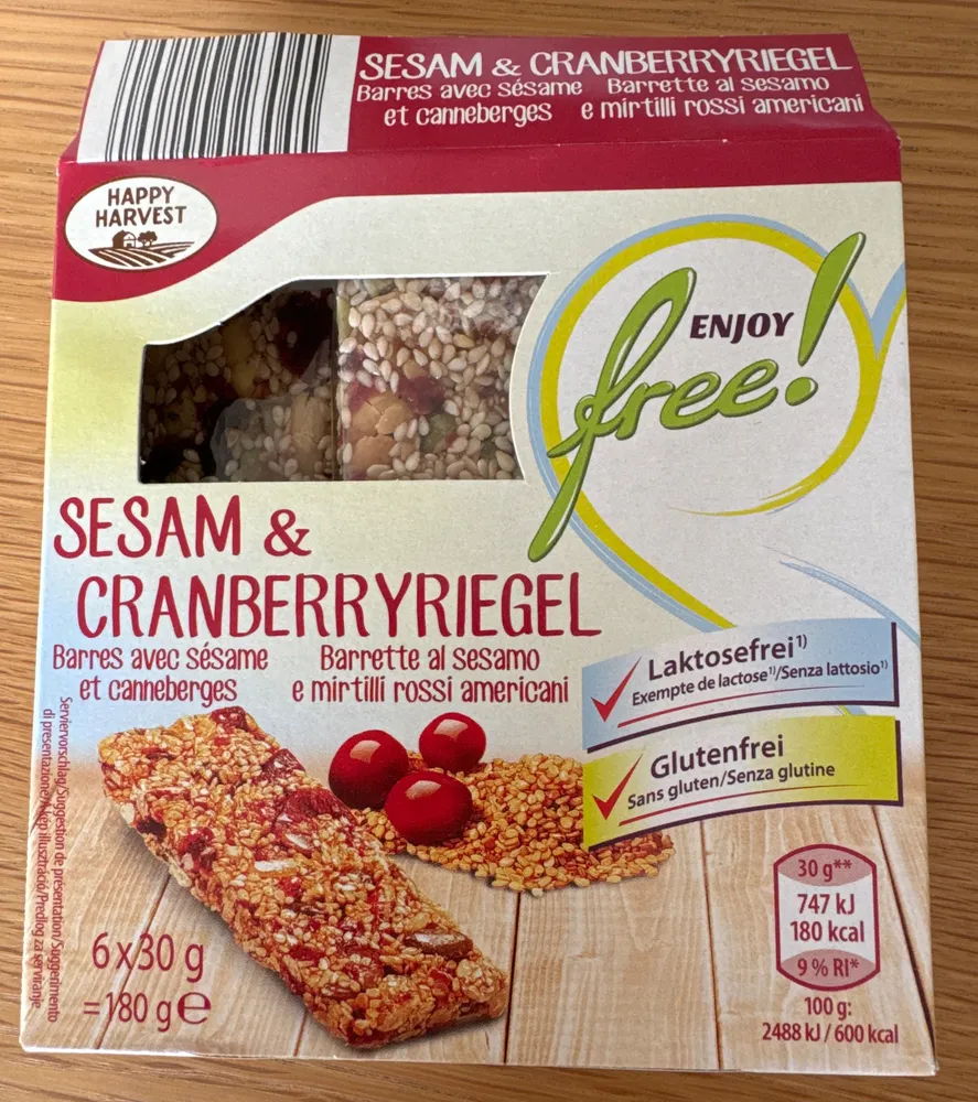 Sesam & cranberryriegel