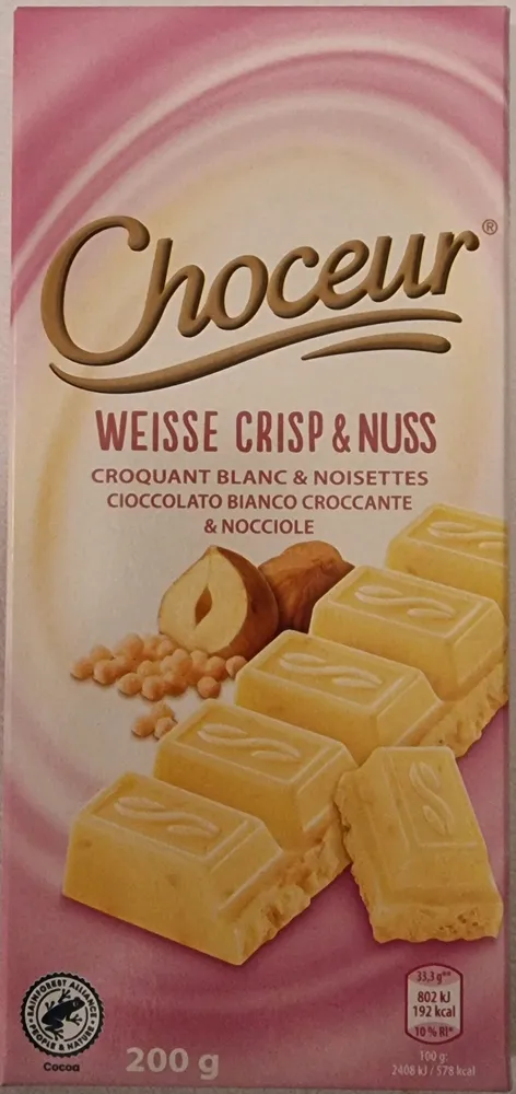 Weiße Crisp & Nuss Schokolade