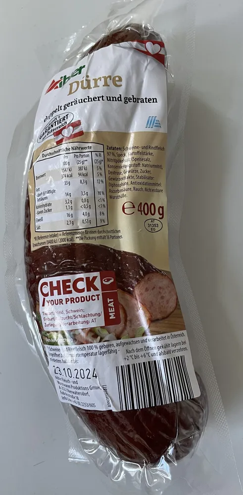 Dürre doppelt geräuchert und gebraten