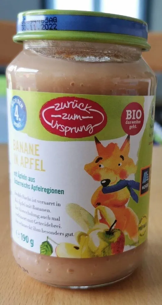 Muß Banane in Apfel