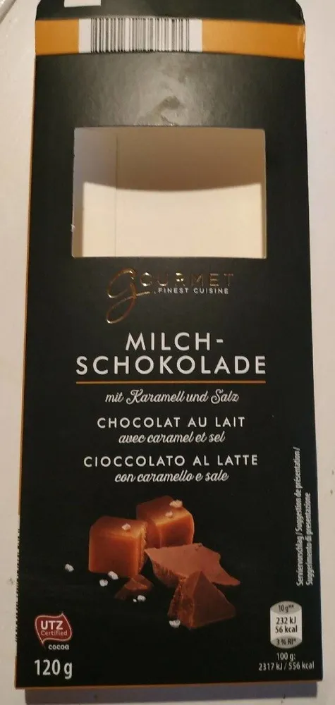 Chocolat au lait avec caramel et sel