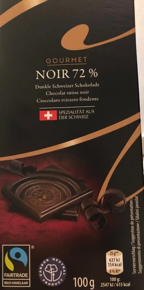 Noir 72% Dunkle Schweizer Schokolade