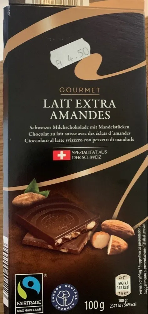 Chocolat lait extra amandes