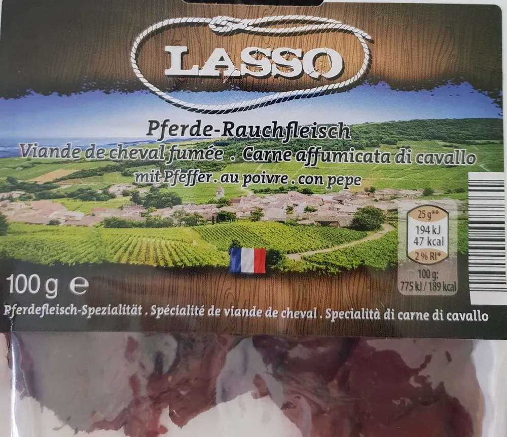 Viande de cheval fumée au poivre