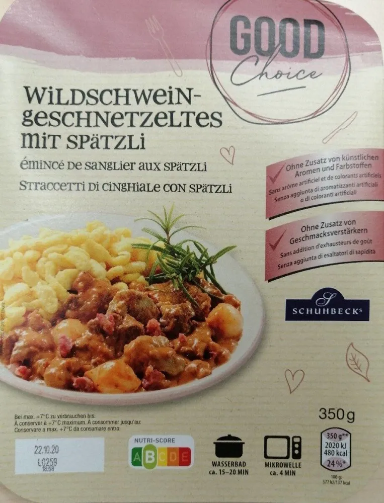 Emincé de sanglier aux spatzli