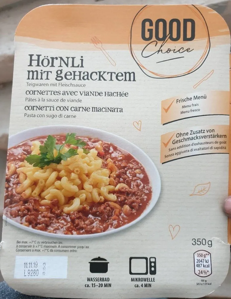 Cornettes avec viande hachée