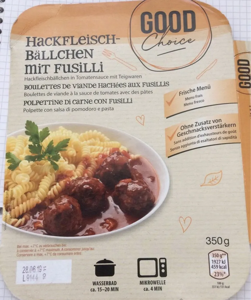 Boulettes de viande hachees aux fusillis