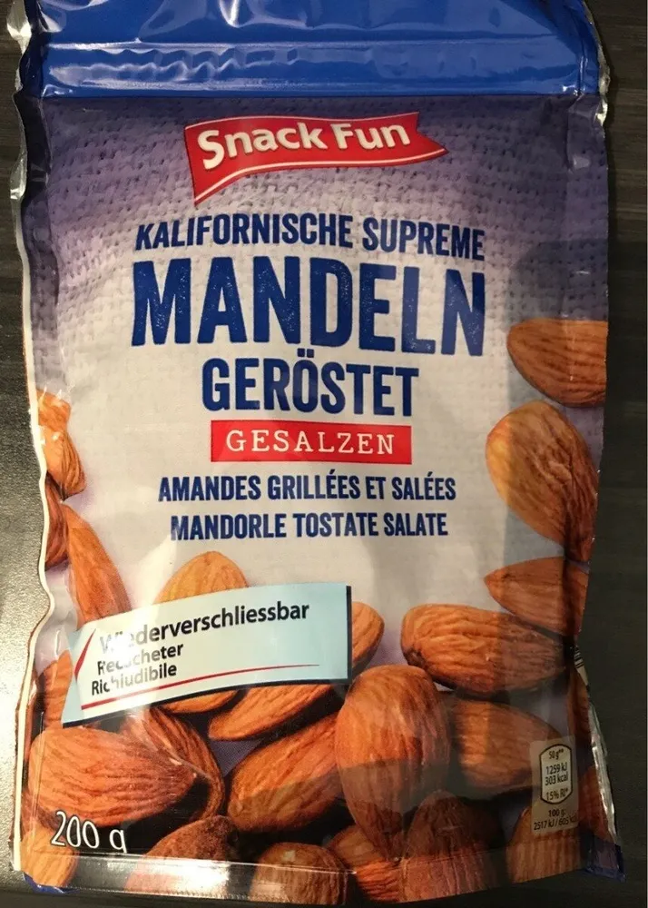 Amandes grillées et salée