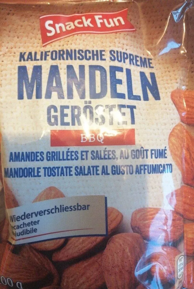 Amande grillées et salées, au goût fumé
