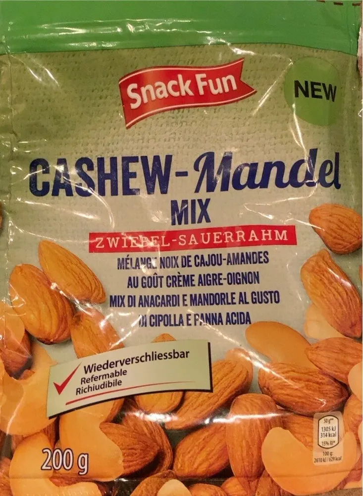Mélange noux de cajou-amandes