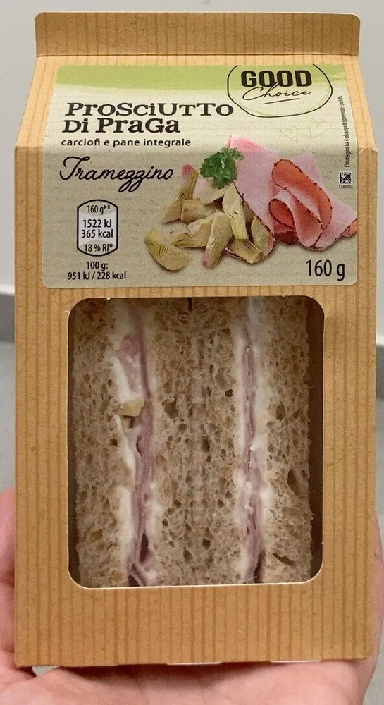 Tramezzino prosciutto di praga e carciofi