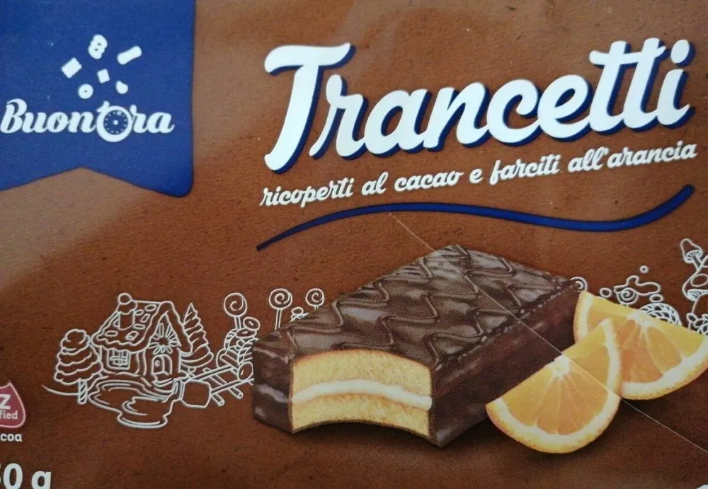 Trancetti ricoperti al cacao e farciti all'arancia